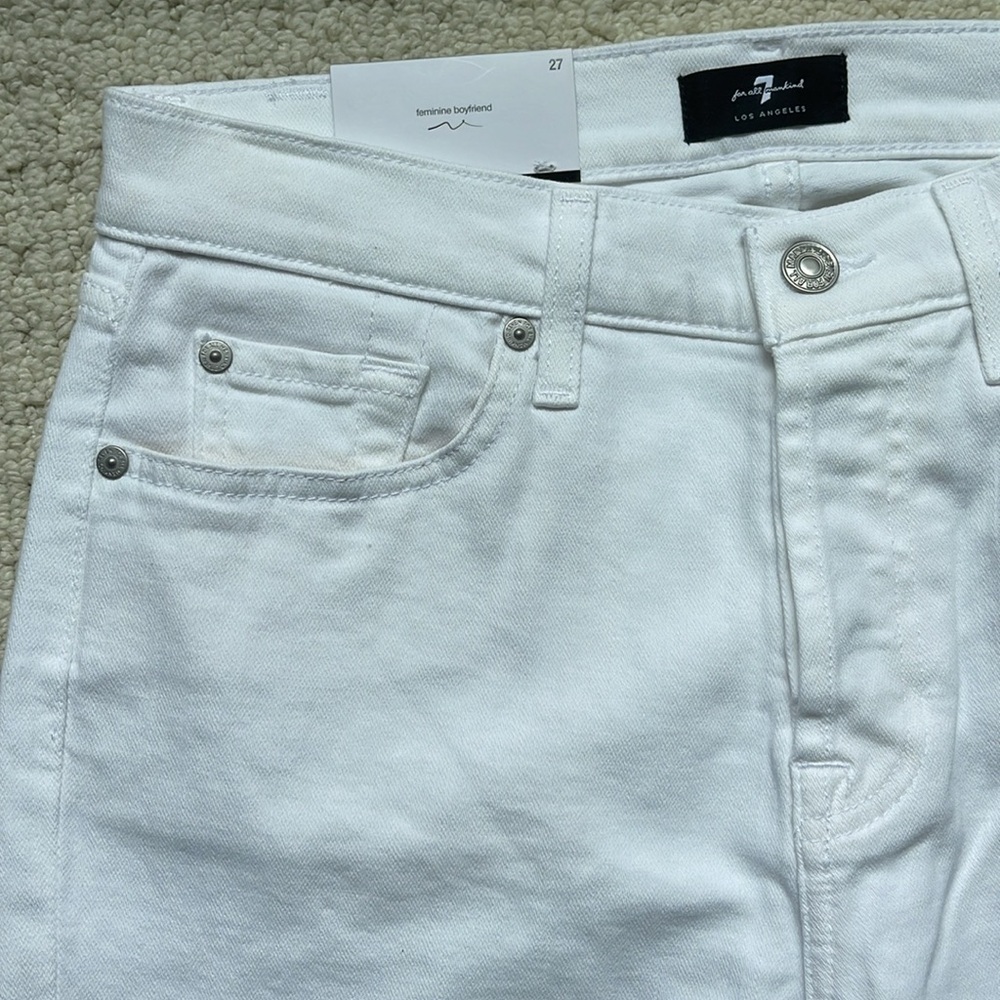 SOLD7 For All Mankind NWT Josefina Feminine Boyfriend Jeans in White Size 27 NEW - Picture 3 of 16